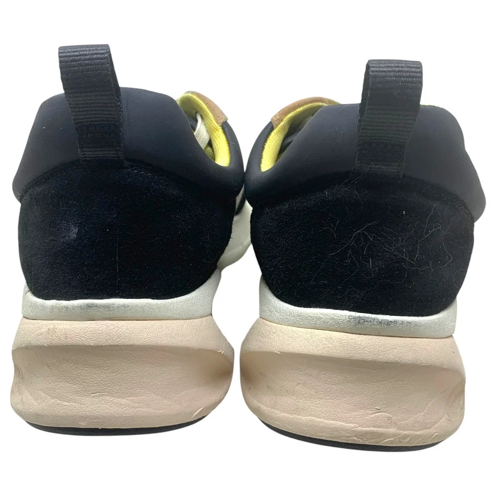 Tory Burch Good Luck Trainer Sneakers Black Leather Suede Nylon Women's Sz 12